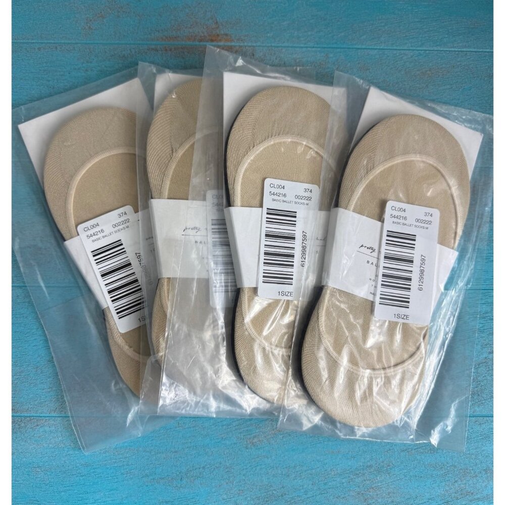 4X Loft Ballet Socks No-Slip Two Pack Beige & Black Socks OS